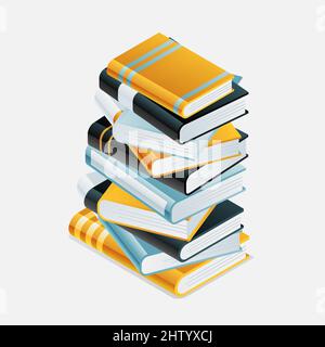 Illustration vectorielle de la pile de livres en dégradé. Illustration de Vecteur