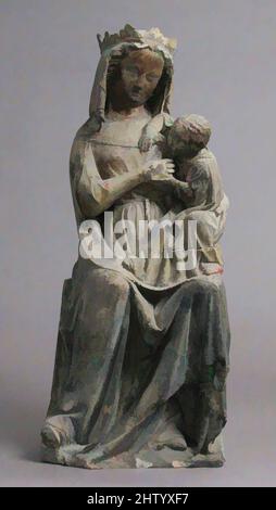 Art inspiré par la Vierge et l'enfant assis, 14th siècle, français, calcaire, peinture, Total : 24 1/8 x 10 x 6 3/4 pouces (61,3 x 25,4 x 17,1 cm), Sculpture-Pierre, oeuvres classiques modernisées par Artotop avec une touche de modernité. Formes, couleur et valeur, impact visuel accrocheur sur l'art émotions par la liberté d'œuvres d'art d'une manière contemporaine. Un message intemporel qui cherche une nouvelle direction créative. Artistes qui se tournent vers le support numérique et créent le NFT Artotop Banque D'Images