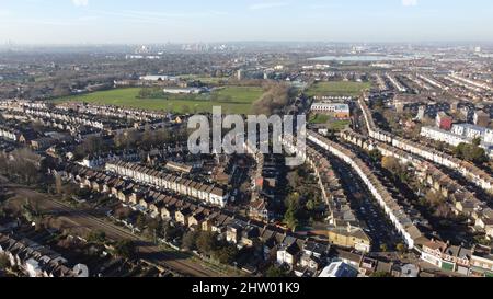 Highams Park East London drone aérienne britannique Banque D'Images