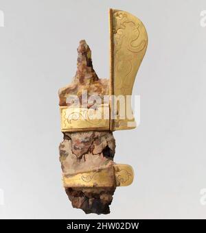 Art inspiré par la pièce d'un Dagger de luxe, ca. 600, Langobardic, Or, total : 5 1/4 x 2 7/16 x 5/8in. (13,3 x 6,2 x 1,6cm), Metalwork-Gold, ces pièces : borne à poignée, supports, bande à fourreau, le tout en or, c'est tout ce qui reste d'un poignard de luxe. Les dessins estampillés de monstres de mer et, les œuvres classiques modernisées par Artotop avec un peu de modernité. Formes, couleur et valeur, impact visuel accrocheur sur l'art émotions par la liberté d'œuvres d'art d'une manière contemporaine. Un message intemporel qui cherche une nouvelle direction créative. Artistes qui se tournent vers le support numérique et créent le NFT Artotop Banque D'Images