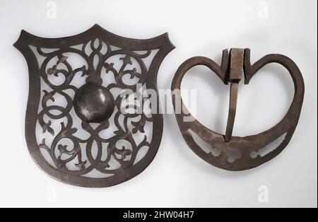 Art inspiré par Door Knocker, 15th–16th Century, européen, fer, poignée: L: 5 5/8in. (12,7cm); W: 5in.(12,7cm), Metalwork-Iron, œuvres classiques modernisées par Artotop avec une touche de modernité. Formes, couleur et valeur, impact visuel accrocheur sur l'art émotions par la liberté d'œuvres d'art d'une manière contemporaine. Un message intemporel qui cherche une nouvelle direction créative. Artistes qui se tournent vers le support numérique et créent le NFT Artotop Banque D'Images