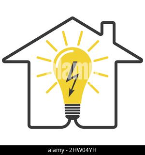 Facture d'électricité icône éclairage utilitaires, lumière jaune maison d'ampoule Illustration de Vecteur