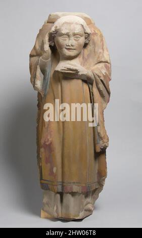 Art inspiré par Saint Eleuthere ou Saint russe, 14th siècle, français, Pierre, peinture, Total : 23 x 9 1/4 x 6 pouces (58,4 x 23,5 x 15,2 cm), Sculpture, oeuvres classiques modernisées par Artotop avec une touche de modernité. Formes, couleur et valeur, impact visuel accrocheur sur l'art émotions par la liberté d'œuvres d'art d'une manière contemporaine. Un message intemporel qui cherche une nouvelle direction créative. Artistes qui se tournent vers le support numérique et créent le NFT Artotop Banque D'Images