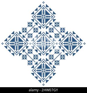 Motif d'art populaire de Bosnie-Herzégovine - motif vectoriel de style broderie Zmijanje, - motif traditionnel Illustration de Vecteur