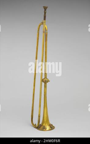 Art inspiré par la trompette naturelle en D, 1790, Jettingen, Allemagne, allemand, Laiton, roche colorée, hauteur (perpendiculaire à la cloche) : 26 7/16 po. (67,2 cm), trompette / trombone vibraté à lèvre aérophone, Andreas Naeplaesnigg (Allemagne, active Jettingen ca. 1790), l'instrument suit le Nuremberg, les œuvres classiques modernisées par Artotop avec un peu de modernité. Formes, couleur et valeur, impact visuel accrocheur sur l'art émotions par la liberté d'œuvres d'art d'une manière contemporaine. Un message intemporel qui cherche une nouvelle direction créative. Artistes qui se tournent vers le support numérique et créent le NFT Artotop Banque D'Images