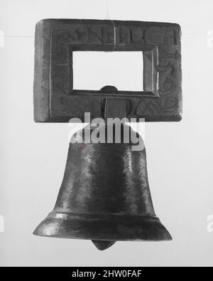 Art inspiré par Bell, 1599, Allemagne, allemand, Bronze, Bois, hauteur: 5 1/2 po. (14 cm), Idiophone-frappé-cloche-sans clapper, cette cloche a une étrange poignée carrée en bois. Imprimé d'un côté : Wolffgang Neblich 1599, œuvres classiques modernisées par Artotop avec une touche de modernité. Formes, couleur et valeur, impact visuel accrocheur sur l'art émotions par la liberté d'œuvres d'art d'une manière contemporaine. Un message intemporel qui cherche une nouvelle direction créative. Artistes qui se tournent vers le support numérique et créent le NFT Artotop Banque D'Images