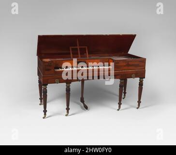 Art inspiré par Square Piano, 1814, Boston, Massachusetts, États-Unis, American, Satin acajou, métal, et divers matériaux, total: 19,7 x 170,8 x 61cm (7 3/4 x 67 1/4 x 24in.); Stand: H. 96,9 cm (27-1/2 in.); tabouret: H. 53 cm (20-7/8 in.), le plus grand W.: 36,5 cm (14-3/8 in., oeuvres classiques modernisées par Artotop avec une touche de modernité. Formes, couleur et valeur, impact visuel accrocheur sur l'art émotions par la liberté d'œuvres d'art d'une manière contemporaine. Un message intemporel qui cherche une nouvelle direction créative. Artistes qui se tournent vers le support numérique et créent le NFT Artotop Banque D'Images