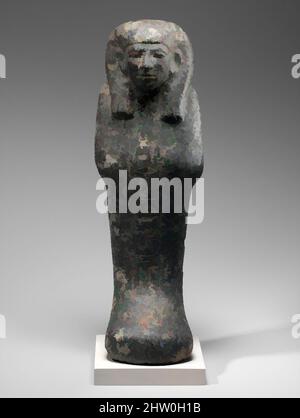 Art inspiré par Shabti d'Ankhu, Royaume du milieu, dynastie 12, mi-tard, env. 1900–1802 av. J.-C., de l'Égypte, région Memphite, Lisht Nord, cimetière au sud de Senwosret (758), Pit 723 Chambre nord, 1907–08, granodiorite (?), H. 20,8 × O. 6,4 × D. 7,2 cm (8 3/16 × 2 1/2 × 2 13/16 po, oeuvres classiques modernisées par Artotop avec un peu de modernité. Formes, couleur et valeur, impact visuel accrocheur sur l'art émotions par la liberté d'œuvres d'art d'une manière contemporaine. Un message intemporel qui cherche une nouvelle direction créative. Artistes qui se tournent vers le support numérique et créent le NFT Artotop Banque D'Images