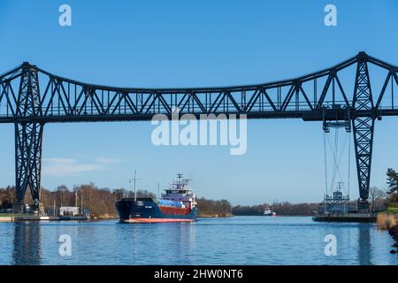 Die Stahlkonstruktion der Eisenbahn-Hochbrücke über den Nord-Ostsee-Kanalbei Rendburg Banque D'Images