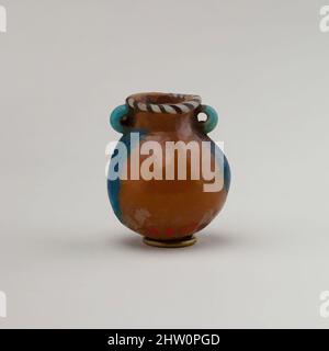 Art inspiré par miniature Bottle, New Kingdom, Ramesside, Dynasty 19–20, env. 1295–1070 C.-B., d'Égypte, verre, H. 3 cm (1 3/16 po.), diam. 3 cm (1 3/16 in.), la verrerie égyptienne, qui avait atteint un niveau élevé de virtuosité à la fin de la dynastie 18, a continué à être pratiquée dans les œuvres classiques modernisées par Artotop avec un peu de modernité. Formes, couleur et valeur, impact visuel accrocheur sur l'art émotions par la liberté d'œuvres d'art d'une manière contemporaine. Un message intemporel qui cherche une nouvelle direction créative. Artistes qui se tournent vers le support numérique et créent le NFT Artotop Banque D'Images