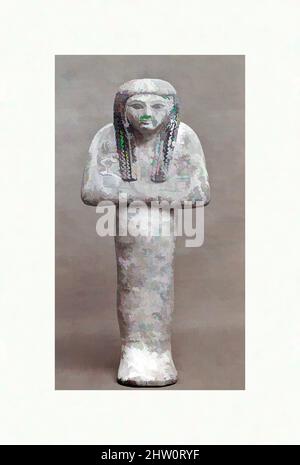 Art inspiré par Shabti, Nouveau Royaume, fin de la dynastie 18–19, env. 1350–1070 av. J.-C., d'Égypte; dit être du Moyen-Égypte, Tuna el-Gebel, Limestone, H. 22,5 cm (8 7/8 po, œuvres classiques modernisées par Artotop avec une touche de modernité. Formes, couleur et valeur, impact visuel accrocheur sur l'art émotions par la liberté d'œuvres d'art d'une manière contemporaine. Un message intemporel qui cherche une nouvelle direction créative. Artistes qui se tournent vers le support numérique et créent le NFT Artotop Banque D'Images