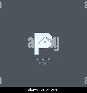 Lettre initiale logo P vecteurs de conception d'espace négatifs minimaux. Illustration de Vecteur