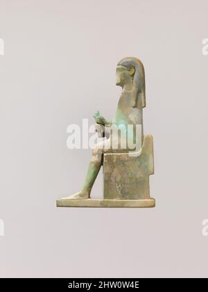 Art inspiré par Inlay représentant dieu enthroné, période tardive–période ptoléméenne, 4th siècle avant J.-C., d'Égypte; peut-être d'Égypte moyenne, Hermopolis (Ashmunein; Khemenu), Faience, H. 13,7 cm (5 3/8 po.); W. 9,3 cm (3 11/16 po.); D. 2 cm (13/16 po), Shepsi, un ancien dieu solaire associé, oeuvres classiques modernisées par Artotop avec une touche de modernité. Formes, couleur et valeur, impact visuel accrocheur sur l'art émotions par la liberté d'œuvres d'art d'une manière contemporaine. Un message intemporel qui cherche une nouvelle direction créative. Artistes qui se tournent vers le support numérique et créent le NFT Artotop Banque D'Images