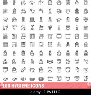 jeu de 100 icônes d'hygiène.Illustration de 100 icônes d'hygiène ensemble de vecteurs isolés sur fond blanc Illustration de Vecteur