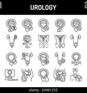 Ensemble d'icônes de ligne urologique.Elément vectoriel isolé.Pictogrammes de contour pour la page Web, l'application mobile, la promotion.Contour modifiable. Illustration de Vecteur