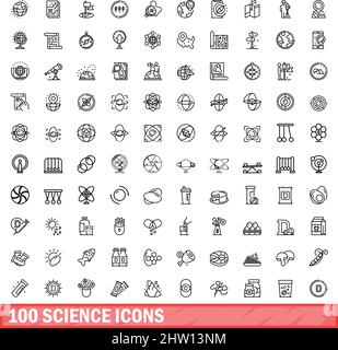 ensemble de 100 icônes scientifiques. Illustration de 100 icônes scientifiques ensemble de vecteurs isolé sur fond blanc Illustration de Vecteur