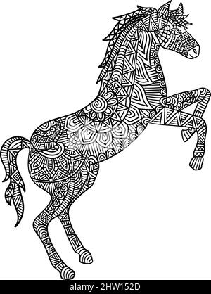 Pages de coloriage pour chevaux Mandala pour adultes Illustration de Vecteur