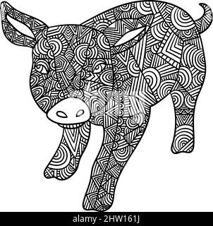 Pages de coloriage de Mandala de porc pour adultes Illustration de Vecteur