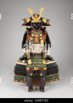 Art inspiré par l'armure (Yoroi), 18th siècle, japonais, fer, laque, Cuir, soie, tel que monté : H. 58 1/2 po. (148,6 cm) ; avec 34 1/2 po (87,6 cm) ; D. 28 po (71,1 cm), Armure de l'Homme, au dix-huitième siècle, il y a eu un regain d'intérêt pour la culture japonaise médiévale. Comme le, les œuvres classiques modernisées par Artotop avec une touche de modernité. Formes, couleur et valeur, impact visuel accrocheur sur l'art émotions par la liberté d'œuvres d'art d'une manière contemporaine. Un message intemporel qui cherche une nouvelle direction créative. Artistes qui se tournent vers le support numérique et créent le NFT Artotop Banque D'Images