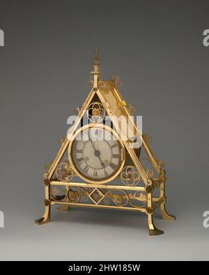 Art inspiré par le cadre de l'horloge de Mantel, env. 1870, britannique, laiton forgé, encadré de cabachons et de quartz, total: 15 1/4 × 11 3/4 po. (38,7 × 29,8 cm), au dix-neuvième siècle, les progrès de la fabrication signifiait que l'horlogerie n'était plus un luxe, mais quelque chose accessible à la croissance, les œuvres classiques modernisées par Artotop avec un peu de modernité. Formes, couleur et valeur, impact visuel accrocheur sur l'art émotions par la liberté d'œuvres d'art d'une manière contemporaine. Un message intemporel qui cherche une nouvelle direction créative. Artistes qui se tournent vers le support numérique et créent le NFT Artotop Banque D'Images