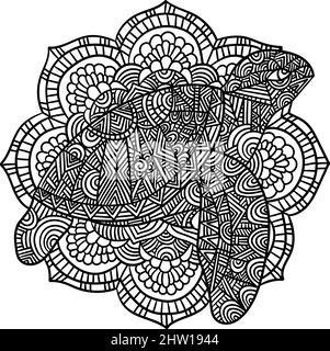 Pages de coloriage de Mandala tortue pour adultes Illustration de Vecteur