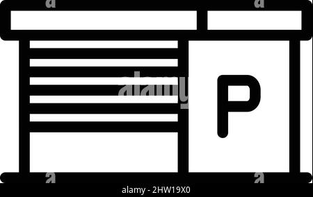 Vecteur de contour de l'icône du garage de stationnement. Place de voiture. Espace Illustration de Vecteur