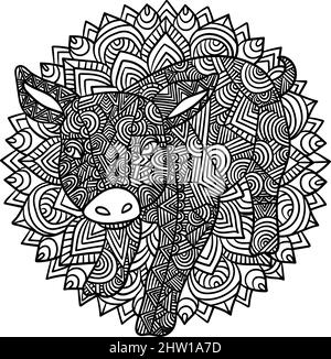 Pages de coloriage de Mandala de porc pour adultes Illustration de Vecteur