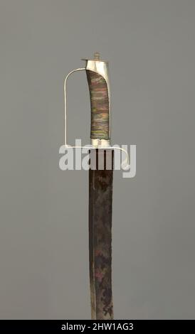 Art inspiré par le sabre de l'officier de Cavalry, ca. 1810, Baltimore, Maryland, cuisine américaine, Baltimore, Acier, argent, bois, or, H. 39 7/8 po. (101,3 cm) ; H. de la lame 34 1/4 in. (87 cm) ; avec 3 3/4 po (9,5 cm) ; poids 1 lb 9,6 oz (725,7 g), Swords, ce sabre illustre l'attrait du simple hilt, les œuvres classiques modernisées par Artotop avec un peu de modernité. Formes, couleur et valeur, impact visuel accrocheur sur l'art émotions par la liberté d'œuvres d'art d'une manière contemporaine. Un message intemporel qui cherche une nouvelle direction créative. Artistes qui se tournent vers le support numérique et créent le NFT Artotop Banque D'Images