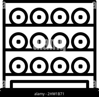 Voir le vecteur de contour de l'icône de la cave à vin. Étagère en bois. Magasin de bouteilles Illustration de Vecteur