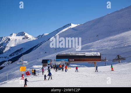 France, Hautes Pyrénées, station de sports d'hiver de Piau Engaly, pic de Piau Banque D'Images