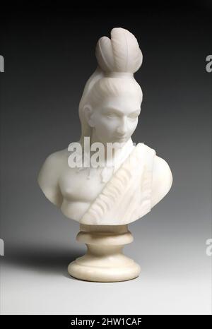 Art inspiré par Hiawatha, 1868, fabriqué à Rome, Italie, marbre, 13 3/4 × 7 3/4 × 5 1/2 po (34,9 × 19,7 × 14 cm), Sculpture, Edmonia Lewis (américain, 1844–1907), comme de nombreux sculpteurs américains du XIXe siècle, Lewis, artiste d'ascendance afro-américaine et chippewa (Ojibwa), œuvres classiques modernisées par Artotop avec une touche de modernité. Formes, couleur et valeur, impact visuel accrocheur sur l'art émotions par la liberté d'œuvres d'art d'une manière contemporaine. Un message intemporel qui cherche une nouvelle direction créative. Artistes qui se tournent vers le support numérique et créent le NFT Artotop Banque D'Images