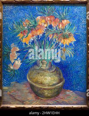 France, Paris, Musée d'Orsay, Fritillaries, couronne impériale dans un vase en cuivre (1887) de Vincent Van Gogh Banque D'Images