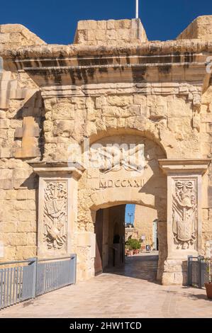 Malte, la Valette, ville classée par l'UNESCO comme WorlHeritage, Vittoriosa, porte d'entrée du Musée de la guerre Banque D'Images