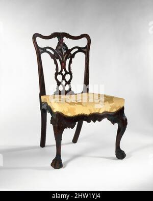 Art inspiré par un fauteuil d'extrémité, env. 1770, fabriqué à Philadelphie, Pennsylvanie, États-Unis, américain, Acajou, cèdre blanc du nord, 37 x 22 1/2 x 23 po. (94 x 57,2 x 58,4 cm), mobilier, attribué à Thomas Affleck (1740–1795), cette chaise magnifiquement sculptée fait partie d'une suite d'œuvres classiques modernisées par Artotop avec une touche de modernité. Formes, couleur et valeur, impact visuel accrocheur sur l'art émotions par la liberté d'œuvres d'art d'une manière contemporaine. Un message intemporel qui cherche une nouvelle direction créative. Artistes qui se tournent vers le support numérique et créent le NFT Artotop Banque D'Images