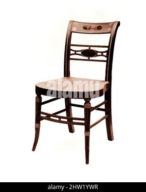 Art inspiré par un fauteuil d'extrémité, env. 1820, fabriqué à New York, New York, États-Unis, américain, Maple, hêtre, 33 1/2 x 20 3/4 x 16 3/4 po (85,1 x 52,7 x 42,5 cm), Meubles, éventuellement Thomas Ash (active ca. 1774–1813, œuvres classiques modernisées par Artotop avec une touche de modernité. Formes, couleur et valeur, impact visuel accrocheur sur l'art émotions par la liberté d'œuvres d'art d'une manière contemporaine. Un message intemporel qui cherche une nouvelle direction créative. Artistes qui se tournent vers le support numérique et créent le NFT Artotop Banque D'Images