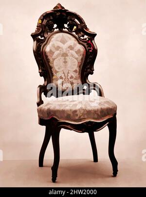 Art inspiré par Side chair, 1859, fabriqué à New York, New York, États-Unis, américain, Rosewood, 42 1/2 x 18 1/2 x 23 1/2 po (108 x 47 x 59,7 cm), Furniture, Joseph Meeks & Sons (cuisine américaine, New York, 1829–35, œuvres classiques modernisées par Artotop avec une touche de modernité. Formes, couleur et valeur, impact visuel accrocheur sur l'art émotions par la liberté d'œuvres d'art d'une manière contemporaine. Un message intemporel qui cherche une nouvelle direction créative. Artistes qui se tournent vers le support numérique et créent le NFT Artotop Banque D'Images