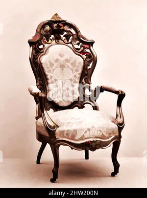 Art inspiré par Side chair, 1859, fabriqué à New York, New York, États-Unis, américain, Rosewood, 48 x 27 1/2 x 31 po (121,9 x 69,9 x 78,7 cm), Furniture, Joseph Meeks & Sons (cuisine américaine, New York, 1829–35, œuvres classiques modernisées par Artotop avec une touche de modernité. Formes, couleur et valeur, impact visuel accrocheur sur l'art émotions par la liberté d'œuvres d'art d'une manière contemporaine. Un message intemporel qui cherche une nouvelle direction créative. Artistes qui se tournent vers le support numérique et créent le NFT Artotop Banque D'Images