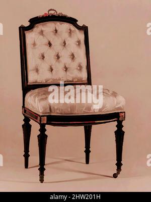 Art inspiré par un fauteuil d'extrémité, env. 1860, fabriqué à New York, New York, États-Unis, américain, Maple, pin, 37 3/4 x 20 3/4 x 17 1/2 po (95,9 x 52,7 x 44,5 cm), Furniture, Léon Marcotte (1824–1887), cette chaise latérale fait partie d'une suite de meubles de style Louis XVI que John Taylor Johnston, Classic œuvres modernisées par Artotop avec une touche de modernité. Formes, couleur et valeur, impact visuel accrocheur sur l'art émotions par la liberté d'œuvres d'art d'une manière contemporaine. Un message intemporel qui cherche une nouvelle direction créative. Artistes qui se tournent vers le support numérique et créent le NFT Artotop Banque D'Images