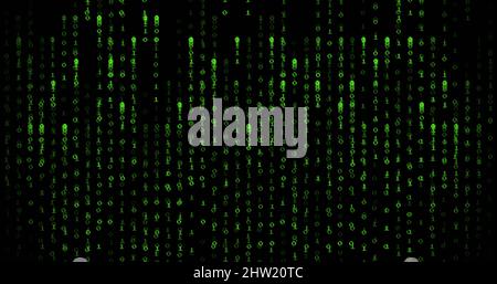 Image du traitement des données de codage binaire vert sur fond noir Banque D'Images