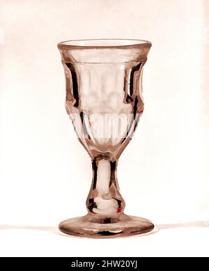 Art inspiré par Cordial Glass, 1830–70, fabriqué aux États-Unis, américain, verre pressé, H. 3 9/16 po. (9 cm), verre, avec le développement de nouvelles formules et techniques, la technologie de pressage du verre s'était nettement améliorée à la fin de 1840s. A cette époque, les tachewares pressés étaient, les œuvres classiques modernisées par Artotop avec un peu de modernité. Formes, couleur et valeur, impact visuel accrocheur sur l'art émotions par la liberté d'œuvres d'art d'une manière contemporaine. Un message intemporel qui cherche une nouvelle direction créative. Artistes qui se tournent vers le support numérique et créent le NFT Artotop Banque D'Images