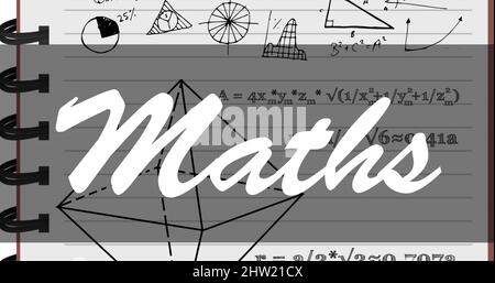 Image du texte mathématique sur les équations mathématiques dans le bloc-notes de l'école Banque D'Images