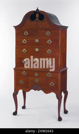 Art inspiré de la grande commode, 1750–90, fabriqué à Newport, Rhode Island, États-Unis, Américain, acajou, châtaignier, 84 1/8 x 40 x 21 3/8 po. (213,7 x 101,6 x 54,3 cm), mobilier, il n'y a pas d'autre Newport poitrine haute avec quatre pieds de Clawand-ball avec talons ouverts et sculpture sur, oeuvres classiques modernisées par Artotop avec une touche de modernité. Formes, couleur et valeur, impact visuel accrocheur sur l'art émotions par la liberté d'œuvres d'art d'une manière contemporaine. Un message intemporel qui cherche une nouvelle direction créative. Artistes qui se tournent vers le support numérique et créent le NFT Artotop Banque D'Images