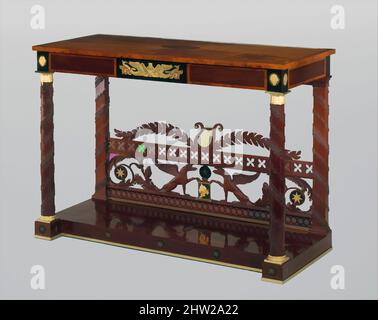 Art inspiré par Pier Table, 1810–15, fabriqué à Philadelphie, Pennsylvanie, États-Unis, Américain, acajou, placage acajou, bois de satinwood, 38 x 54 x 23 3/4 po. (96,5 x 137,2 x 60,3 cm), Furniture, Joseph B. Barry et son (1757–1838), cette table combine des éléments français et anglais pour former, des œuvres classiques modernisées par Artotop avec une touche de modernité. Formes, couleur et valeur, impact visuel accrocheur sur l'art émotions par la liberté d'œuvres d'art d'une manière contemporaine. Un message intemporel qui cherche une nouvelle direction créative. Artistes qui se tournent vers le support numérique et créent le NFT Artotop Banque D'Images