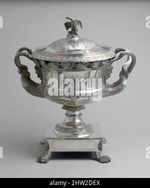 Art inspiré par Presentation vase, 1825, fabriqué à Philadelphie, Pennsylvanie, États-Unis, Américain, argent, 23 3/4 x 20 3/4 x 14 3/4 cm (60,3 x 52,7 x 37,5 cm) ; 401 oz. 1 l/h (12473,9 g), argent, Thomas Fletcher (américain, Alstead, New Hampshire 1787–1866 New Jersey), Sidney, œuvres classiques modernisées par Artotop avec une touche de modernité. Formes, couleur et valeur, impact visuel accrocheur sur l'art émotions par la liberté d'œuvres d'art d'une manière contemporaine. Un message intemporel qui cherche une nouvelle direction créative. Artistes qui se tournent vers le support numérique et créent le NFT Artotop Banque D'Images