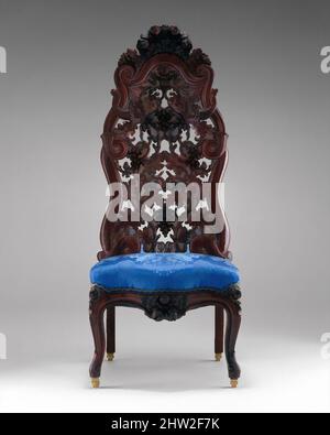 Art inspiré par la chaise d'intérieur, env. 1855, fabriqué à New York, New York, États-Unis, américain, Rosewood, frêne, 44 1/4 x 17 1/2 x 16 1/2 po (112,4 x 44,5 x 41,9 cm), Furniture, John H. Belter (1804–1863), cette chaise, finement sculptée avec des raisins sur la vigne, est une œuvre classique délicieusement fantaisiste modernisée par Artotop avec une touche de modernité. Formes, couleur et valeur, impact visuel accrocheur sur l'art émotions par la liberté d'œuvres d'art d'une manière contemporaine. Un message intemporel qui cherche une nouvelle direction créative. Artistes qui se tournent vers le support numérique et créent le NFT Artotop Banque D'Images