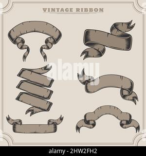 Ruban vintage dessiné à la main Illustration de Vecteur