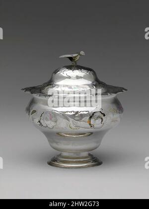 Art inspiré par Sugar Bowl and Cover, env. 1765, fabriqué à Philadelphie, Pennsylvanie, États-Unis, américain, Argent, total : 5 1/4 x 5 3/4 po (13,3 x 14,6 cm) ; 12 oz 3 l/h (377,9 g), argent, John Bayly (américain, env. 1720–1789, œuvres classiques modernisées par Artotop avec une touche de modernité. Formes, couleur et valeur, impact visuel accrocheur sur l'art émotions par la liberté d'œuvres d'art d'une manière contemporaine. Un message intemporel qui cherche une nouvelle direction créative. Artistes qui se tournent vers le support numérique et créent le NFT Artotop Banque D'Images