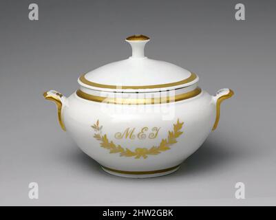 Art inspiré par Sugar Bowl, env. 1838, fabriqué à Philadelphie, Pennsylvanie, États-Unis, américain, Porcelaine, H. 3 1/2 po. (8,9 cm) ; diamètre 4 7/8 po (12,4 cm), céramique, Tucker Factory (1826–1838, oeuvres classiques modernisées par Artotop avec une touche de modernité. Formes, couleur et valeur, impact visuel accrocheur sur l'art émotions par la liberté d'œuvres d'art d'une manière contemporaine. Un message intemporel qui cherche une nouvelle direction créative. Artistes qui se tournent vers le support numérique et créent le NFT Artotop Banque D'Images