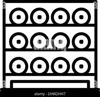 Voir le vecteur de contour de l'icône de la cave à vin. Étagère en bois. Magasin de bouteilles Illustration de Vecteur