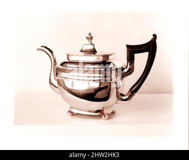 Art inspiré par Teapot, env. 1810, fabriqué à Boston, Massachusetts, États-Unis, américain, Argent, 7 1/2 x 11 9/16 x 4 5/16 po (19,1 x 29,4 x 11 cm) ; 24 oz. (746 g), argent, Alfred Welles (1783–1869), George Welles (1784–1823, oeuvres classiques modernisées par Artotop avec une touche de modernité. Formes, couleur et valeur, impact visuel accrocheur sur l'art émotions par la liberté d'œuvres d'art d'une manière contemporaine. Un message intemporel qui cherche une nouvelle direction créative. Artistes qui se tournent vers le support numérique et créent le NFT Artotop Banque D'Images